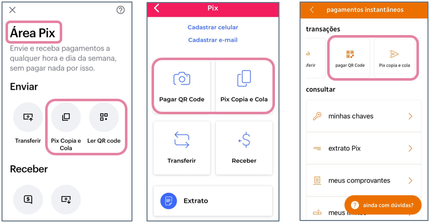Exemplo: onde clicar no Pix Copia e Cola